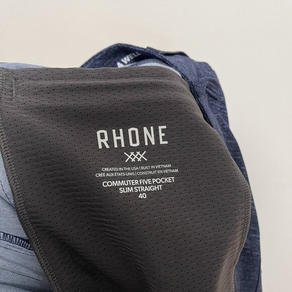 Rhone NWT Commuter Five Pocket Pant in Texture Print Blue Size W40/30L - Picture 5 of 8